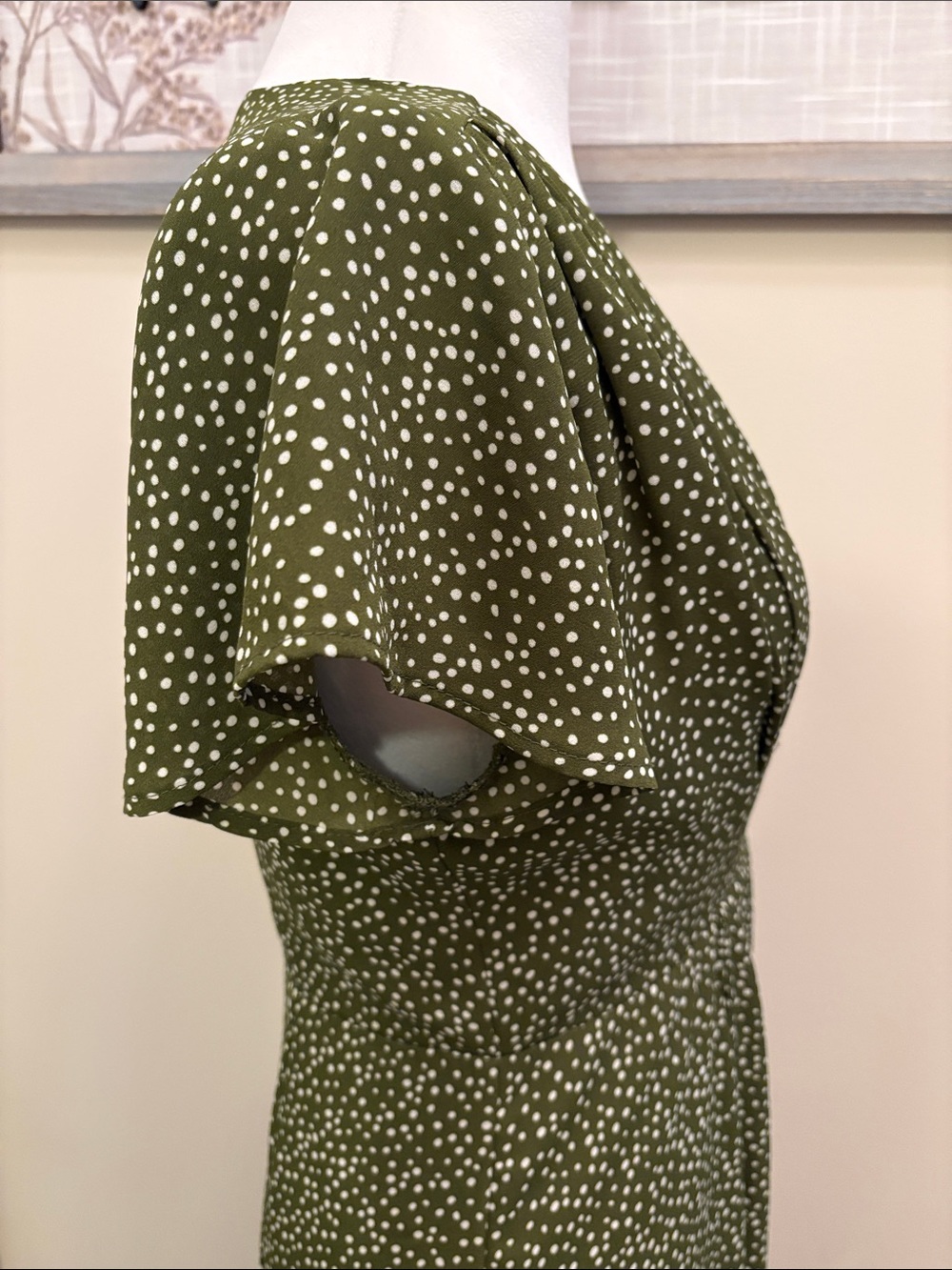 Blue Rain Green Polka Dot V-Neck Maxi Dress Size Small side zipper - Picture 5 of 16